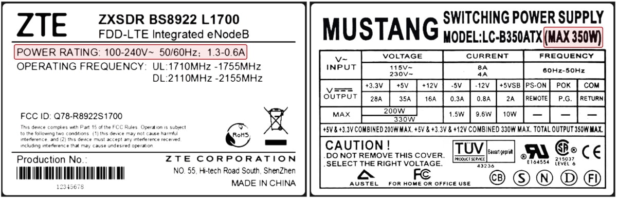 Consumer power details label